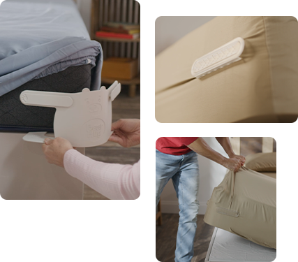 Bear Hug Sheet Holders in use